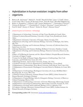 Hybridization in Human Evolution: Insights from Other 2 Organisms 3 4 Rebecca R