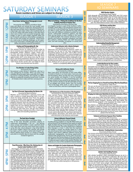 Subject Subject Saturday Seminars