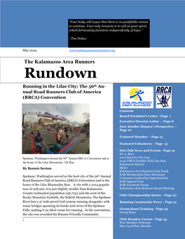 Rundown Running in the Lilac City; the 56Th An- Nual Road Runners Club of America (RRCA) Convention