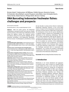 DNA Barcoding Indonesian Freshwater Fishes: Challenges and Prospects