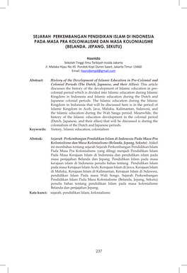Sejarah Perkembangan Pendidikan Islam Di Indonesia Pada Masa Pra Kolonialisme Dan Masa Kolonialisme (Belanda, Jepang, Sekutu)