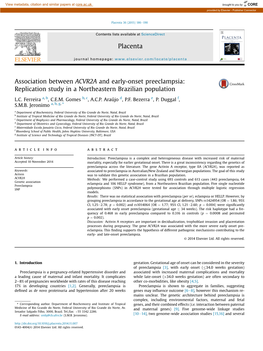 Association Between ACVR2A and Early-Onset Preeclampsia: Replication Study in a Northeastern Brazilian Population