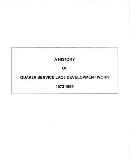 A History of Quaker Service Laos Development Work