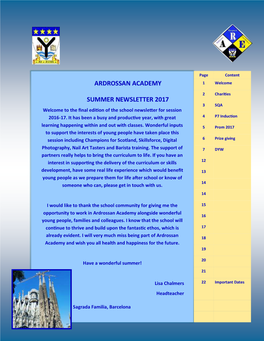 Ardrossan Academy Summer Newsletter 2017
