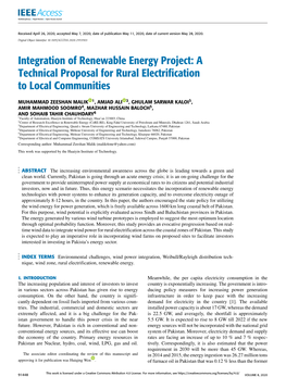 Integration of Renewable Energy Project: a Technical Proposal for Rural Electrification to Local Communities