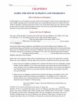 (The Little Known Disciples) James, the Son of Alphaeus