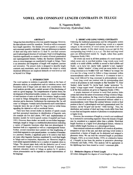 Vowel and Consonant Length Contrasts in Telugu