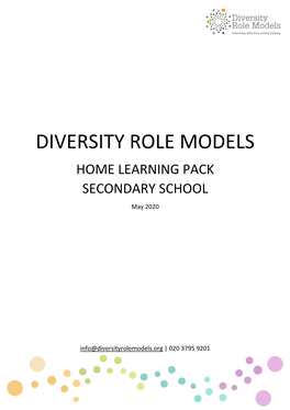 DIVERSITY ROLE MODELS HOME LEARNING PACK SECONDARY SCHOOL May 2020