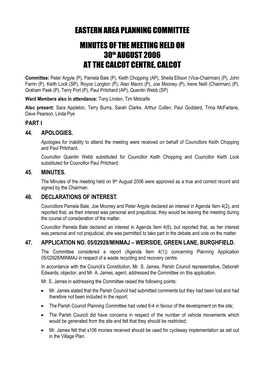 EASTERN AREA PLANNING COMMITTEE MINUTES of the MEETING HELD on 30Th AUGUST 2006 at the CALCOT CENTRE, CALCOT