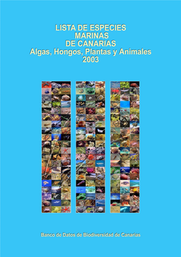Lista De Especies Marinas De Canarias. Algas, Hongos, Plantas Y