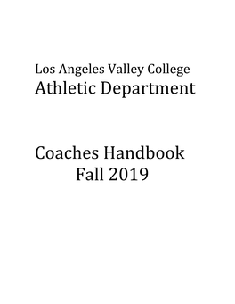 Athletic Department Coaches Handbook Fall 2019