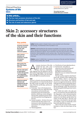 Accessory Structures of the Skin and Their Functions