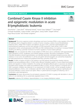 Combined Casein Kinase II Inhibition and Epigenetic Modulation in Acute