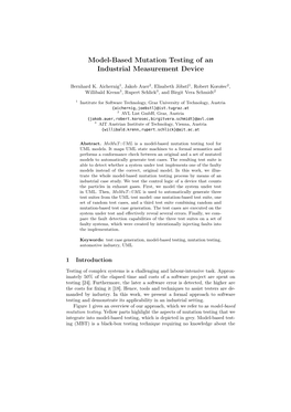 Model-Based Mutation Testing of an Industrial Measurement Device