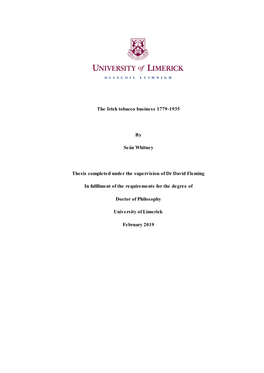 The Irish Tobacco Business 1779-1935 by Seán Whitney Thesis