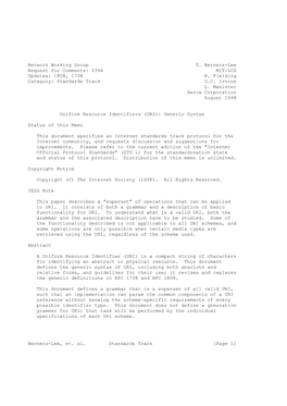 2396 MIT/LCS Updates: 1808, 1738 R. Fielding Category: Standards Track U.C