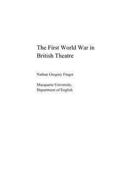 The First World War in British Theatre