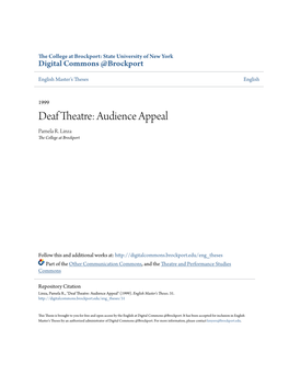 Deaf Theatre: Audience Appeal Pamela R