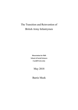 The Transition and Reinvention of British Army Infantrymen May 2018