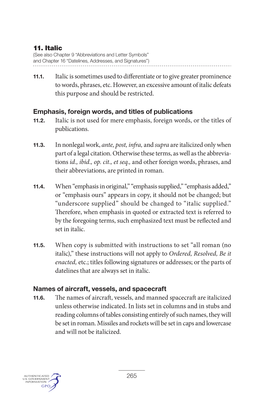 11. Italic (See Also Chapter 9 “Abbreviations and Letter Symbols” and Chapter 16 “Datelines, Addresses, and Signatures”)