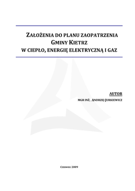 Założenia Do Planu Zaopatrzenia Gminy Kietrz W Ciepło, Energię Elektryczną I Gaz