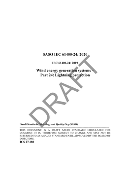 SASO IEC 61400-24: 2020 Wind Energy Generation Systems