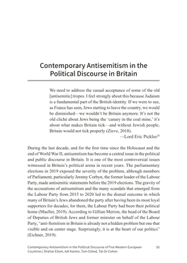 Contemporary Antisemitism in the Political Discourse in Britain