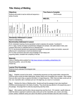 Title: History of Welding