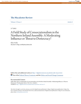 A Field Study of Consociationalism in the Northern Ireland