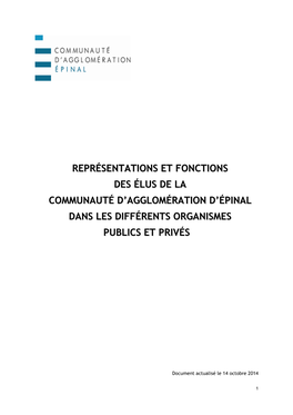 Représentations Et Fonctions Des Élus De La Communauté