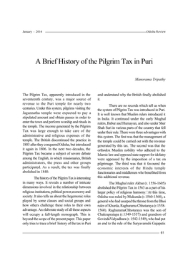 A Brief History of the Pilgrim Tax in Puri