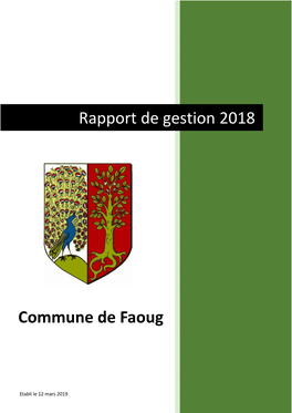 Commune De Faoug Rapport De Gestion 2018