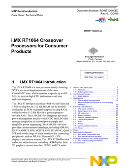 I.MX RT1064 Crossover Processors for Consumer Products