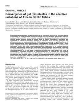 Convergence of Gut Microbiotas in the Adaptive Radiations of African Cichlid Fishes