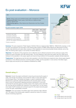 Water Supply, North Morocco (Regional Cities) BMZ No.1999 66 425* Implementing Agency: Office National De L'electricité Et De L'eau Potable (ONEE)