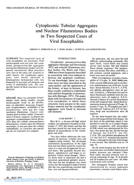 Cytoplasmic Tubular Aggregates and Nuclear Filamentous Bodies in Two Suspected Cases of Viral Encephalitis