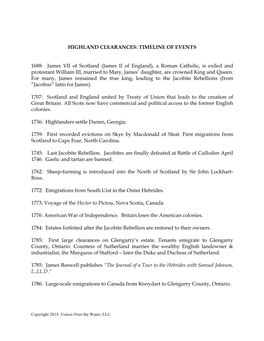 Highland Clearances: Timeline of Events