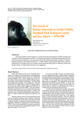 The Genesis of Habitat Immersion in Gorilla Exhibits Woodland Park Zoological Garden and Zoo Atlanta — 1978-1988