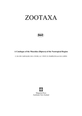 Zootaxa, Diptera, Muscidae