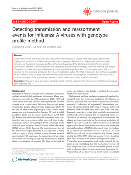 Detecting Transmission and Reassortment Events for Influenza a Viruses with Genotype Profile Method Changzheng Dong*†, Liya Ying† and Dongfang Yuan