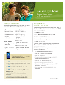 Bankoh by Phone Quick and Easy Access to All Your Accounts