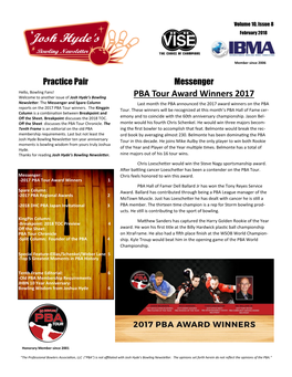PBA Tour Award Winners 2017 Newsletter