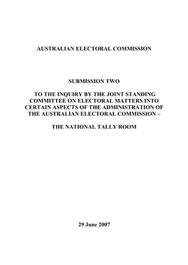 Australian Electoral Commission Submission Two