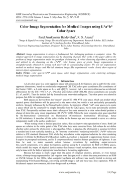 Color Image Segmentation for Medical Images Using L*A*B* Color Space