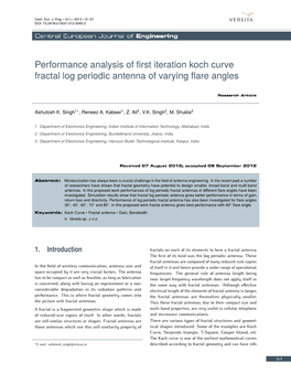 Performance Analysis of First Iteration Koch Curve Fractal Log Periodic