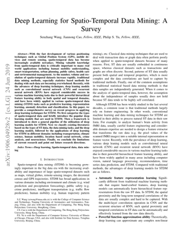 Deep Learning for Spatio-Temporal Data Mining: a Survey Senzhang Wang, Jiannong Cao, Fellow, IEEE, Philip S