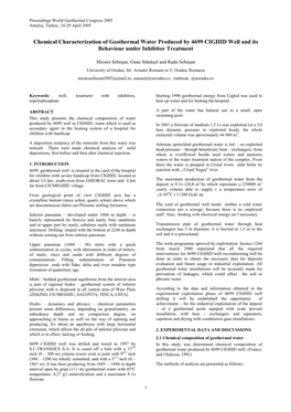 Chemical Characterization of Geothermal Water Produced by 4699 CIGHID Well and Its Behaviour Under Inhibitor Treatment