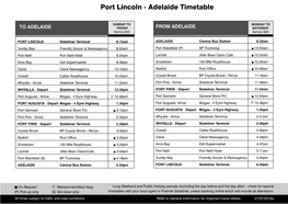 Port Lincoln - Adelaide Timetable