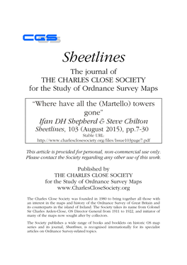 Martello) Towers Gone” Ifan DH Shepherd & Steve Chilton Sheetlines, 103 (August 2015), Pp.7-30 Stable URL