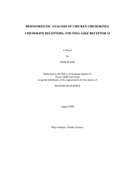 Bioinformatic Analysis of Chicken Chemokines